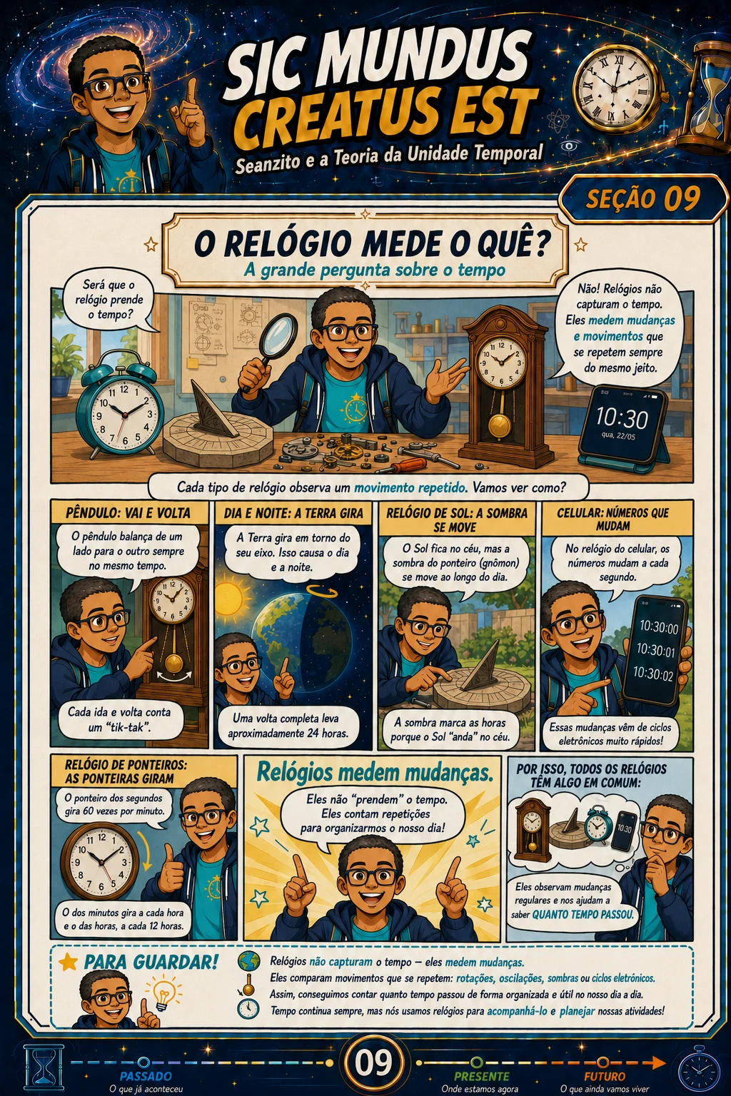 Seção 09 da HQ — O relógio mede o quê?
